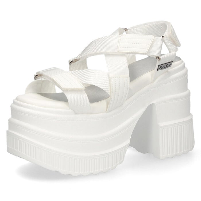 ヨースケ 厚底サンダル レディース プラットフォーム ストラップサンダル 幅広 12cmヒール 歩きやすい スタイルアップ ブラック 黒 ホワイト 盛れる 靴 YOSUKE 4460109