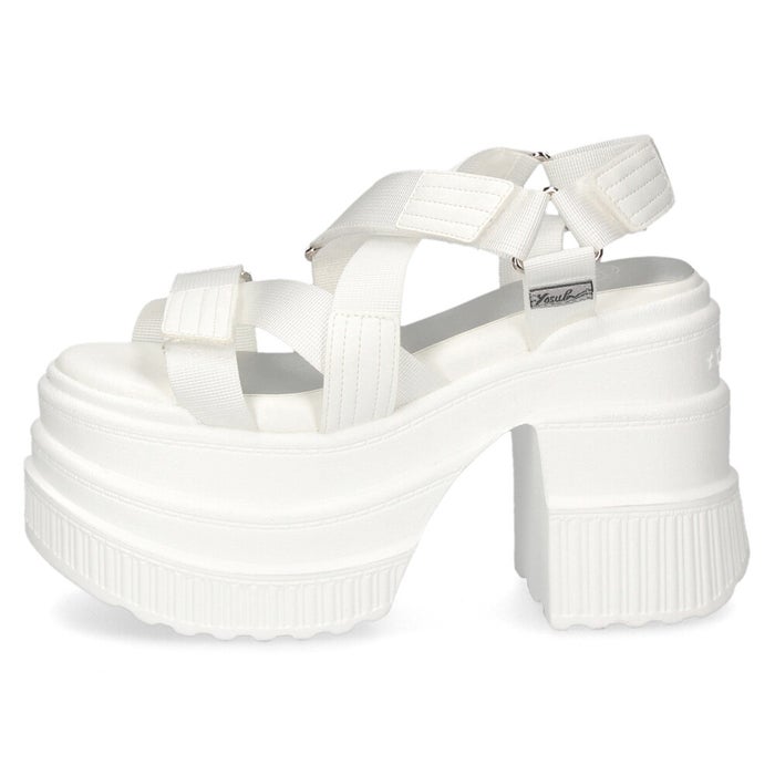 ヨースケ 厚底サンダル レディース プラットフォーム ストラップサンダル 幅広 12cmヒール 歩きやすい スタイルアップ ブラック 黒 ホワイト 盛れる 靴 YOSUKE 4460109
