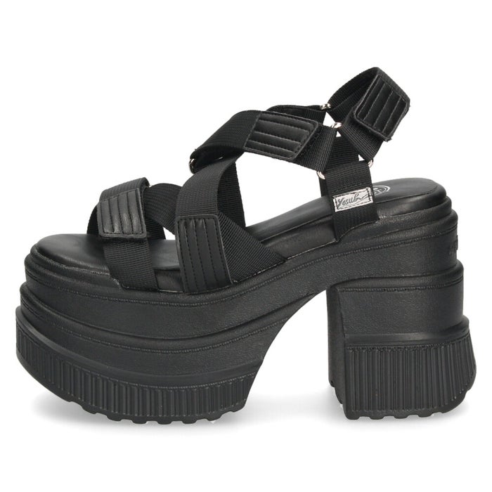 ヨースケ 厚底サンダル レディース プラットフォーム ストラップサンダル 幅広 12cmヒール 歩きやすい スタイルアップ ブラック 黒 ホワイト 盛れる 靴 YOSUKE 4460109