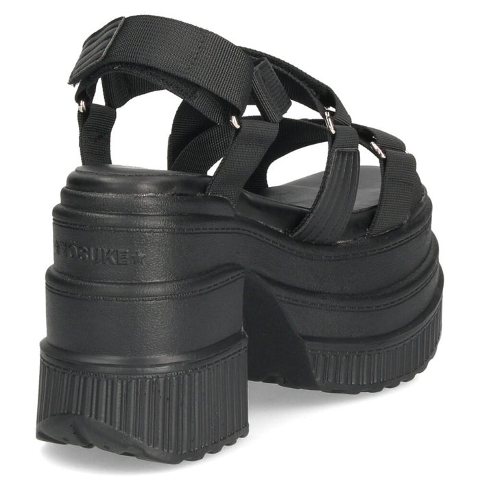ヨースケ 厚底サンダル レディース プラットフォーム ストラップサンダル 幅広 12cmヒール 歩きやすい スタイルアップ ブラック 黒 ホワイト 盛れる 靴 YOSUKE 4460109