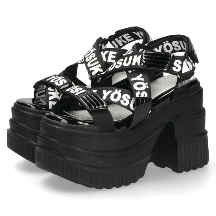 ヨースケ 厚底サンダル レディース プラットフォーム ストラップサンダル 幅広 12cmヒール 歩きやすい スタイルアップ ブラック 黒 ホワイト 盛れる 靴 YOSUKE 4460109