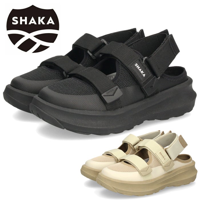 シャカ スニーカーサンダル レディース スポーツサンダル 厚底 SHAKA SK-325 つま先保護 クローズドトゥ カジュアル 普段使い おしゃれ ブラック 黒 ベージュ 