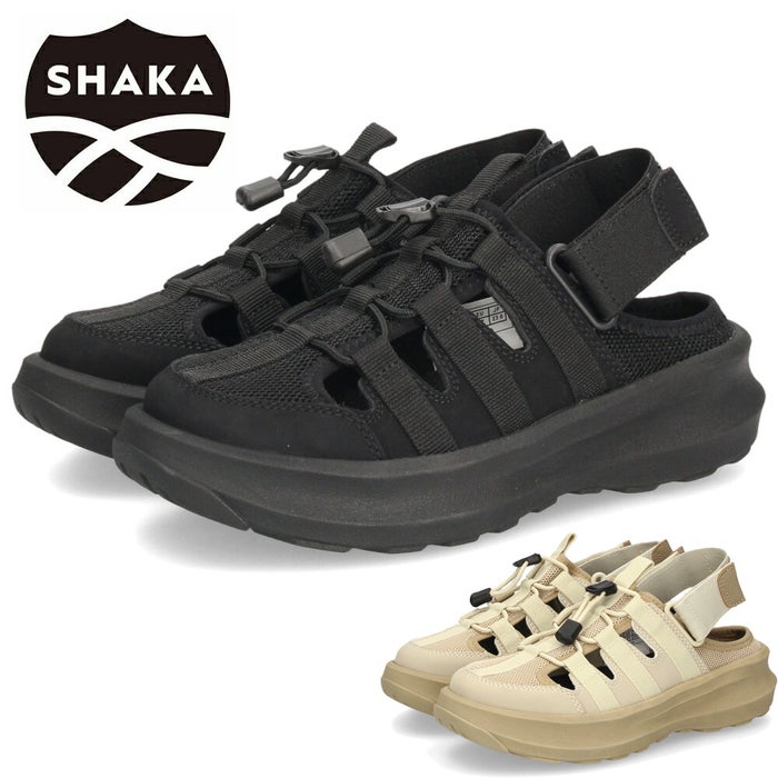 シャカ スニーカーサンダル レディース スポーツサンダル 厚底 SHAKA SK-357 つま先保護 クローズドトゥ カジュアル 普段使い おしゃれ ブラック 黒 ベージュ 