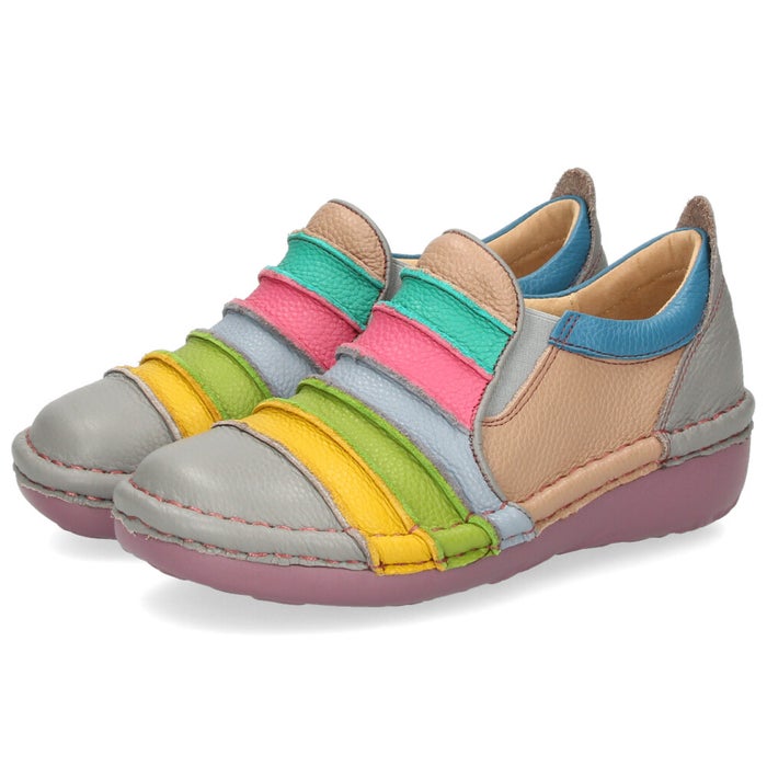 Estacion エスタシオン ボーダースリッポンシューズ レディース 靴 スリッポン 本革 サイドゴア 履きやすい 歩きやすい 疲れにくい MS25