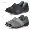 オープントゥ サマーシューズ カジュアル 靴 コンフォート シューズ 幅広 3E 軽量 通気性 メッシュ パンジー Pansy 4482 ブラック 黒 グレー ギフト