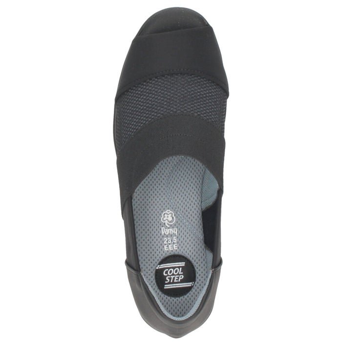 オープントゥ サマーシューズ カジュアル 靴 コンフォート シューズ 幅広 3E 軽量 通気性 メッシュ パンジー Pansy 4482 ブラック 黒 グレー ギフト