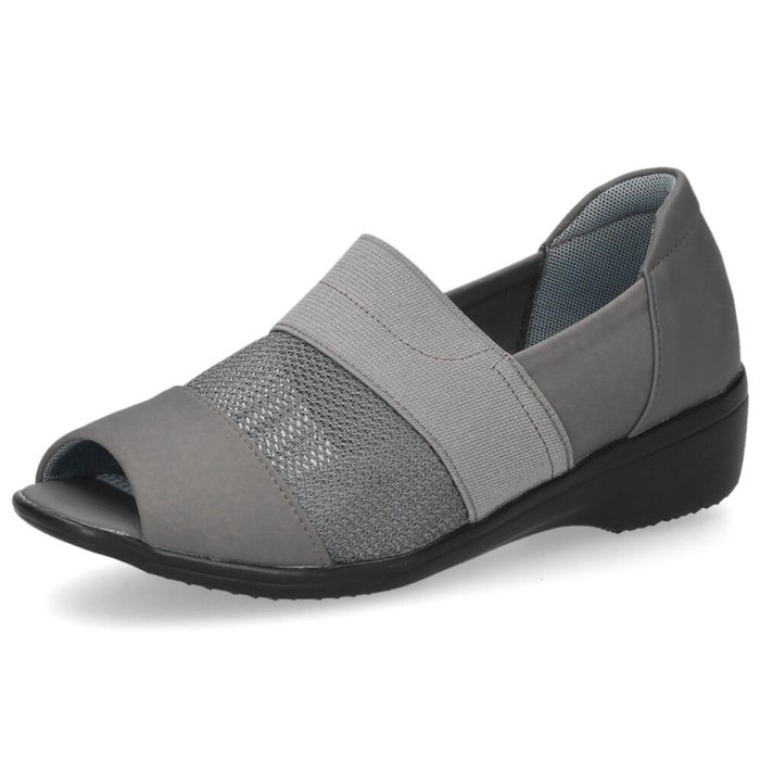 オープントゥ サマーシューズ カジュアル 靴 コンフォート シューズ 幅広 3E 軽量 通気性 メッシュ パンジー Pansy 4482 ブラック 黒 グレー ギフト