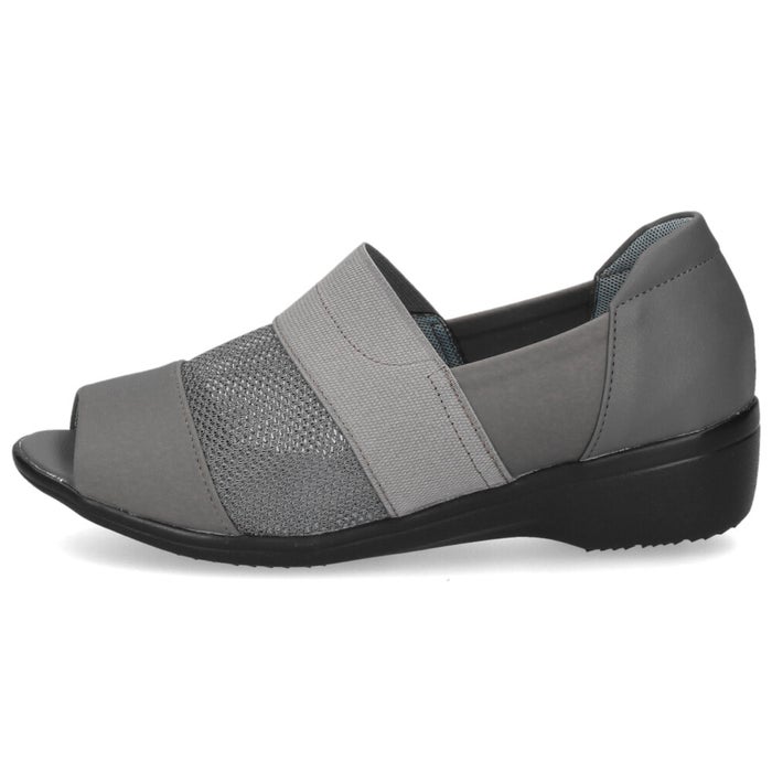 オープントゥ サマーシューズ カジュアル 靴 コンフォート シューズ 幅広 3E 軽量 通気性 メッシュ パンジー Pansy 4482 ブラック 黒 グレー ギフト