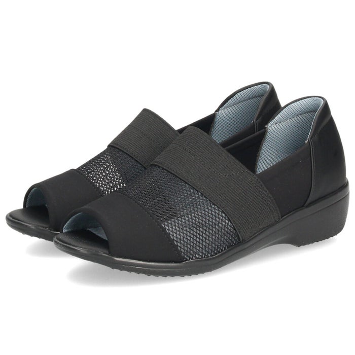 オープントゥ サマーシューズ カジュアル 靴 コンフォート シューズ 幅広 3E 軽量 通気性 メッシュ パンジー Pansy 4482 ブラック 黒 グレー ギフト