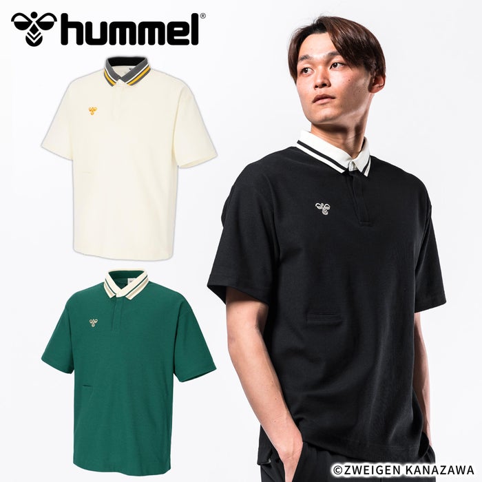 ヒュンメル ポロシャツ メンズ レディース 半袖 ブランド おしゃれ 速乾 ワンポイント 鹿の子 白 黒 緑 ユニセックス ボタンダウン バンブルビー hummel PLAY HAP3067