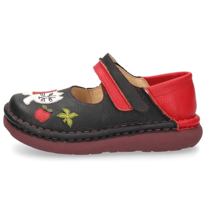 エスタシオン カジュアルシューズ レディース コンフォート 靴 リサ・ラーソン 本革 幅広 ４E 歩きやすい マイキーモチーフ 猫 Estacion TGE671 ストラップ ブラック 黒 アイボリー