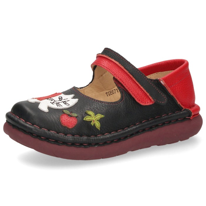 エスタシオン カジュアルシューズ レディース コンフォート 靴 リサ・ラーソン 本革 幅広 ４E 歩きやすい マイキーモチーフ 猫 Estacion TGE671 ストラップ ブラック 黒 アイボリー