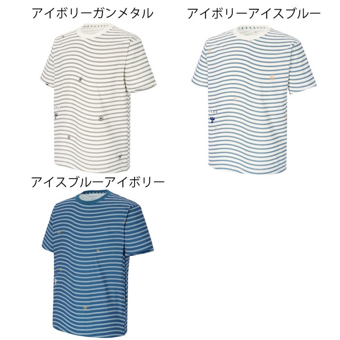 ヒュンメル 半袖Tシャツ メンズ ストレッチ性 ボーダー 吸汗速乾 UVカット ロゴ刺繍 hummel PLAY HAP4235