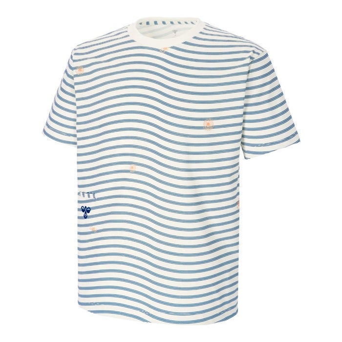 ヒュンメル 半袖Tシャツ メンズ ストレッチ性 ボーダー 吸汗速乾 UVカット ロゴ刺繍 hummel PLAY HAP4235