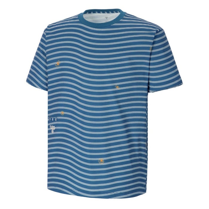 ヒュンメル 半袖Tシャツ メンズ ストレッチ性 ボーダー 吸汗速乾 UVカット ロゴ刺繍 hummel PLAY HAP4235