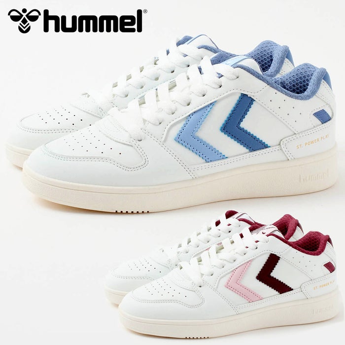 ヒュンメル スニーカー レディース HANDBALL PERFEKT SP HM232879 hummel 靴 ローカット シューズ 白 ホワイト ピンク ブルー