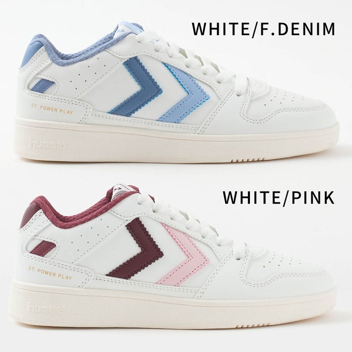 ヒュンメル スニーカー レディース HANDBALL PERFEKT SP HM232879 hummel 靴 ローカット シューズ 白 ホワイト ピンク ブルー