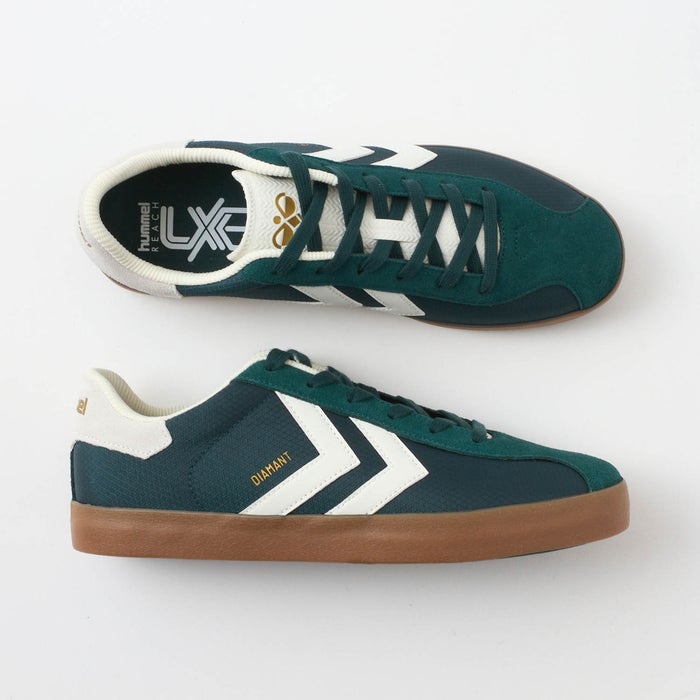 ヒュンメル スニーカー メンズ レディース DIAMANT LX-E RS HM226230 hummel 靴 ローカット シューズ スエード 黒 ブラック 緑