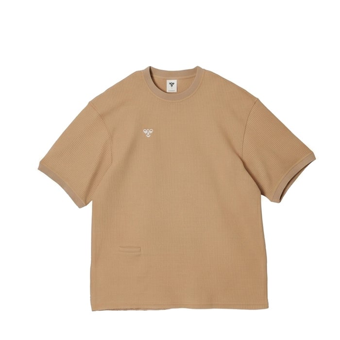 ヒュンメル PLAY ワッフルTシャツ メンズ 吸汗速乾 ロゴ刺繍 hummel PLAY HAP4238 無地 ブラック ベージュ グリーン