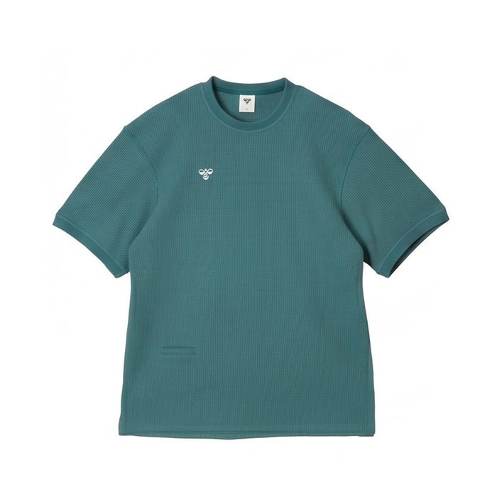 ヒュンメル PLAY ワッフルTシャツ メンズ 吸汗速乾 ロゴ刺繍 hummel PLAY HAP4238 無地 ブラック ベージュ グリーン