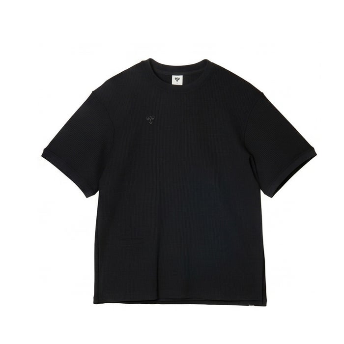 ヒュンメル PLAY ワッフルTシャツ メンズ 吸汗速乾 ロゴ刺繍 hummel PLAY HAP4238 無地 ブラック ベージュ グリーン