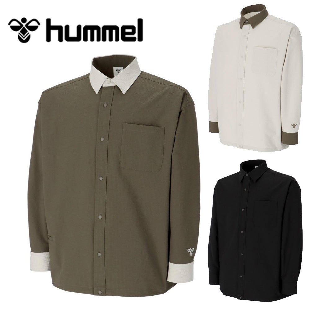 hummel PLAYシアサッカー長袖フルボタンシャツ HAW4238 メンズ