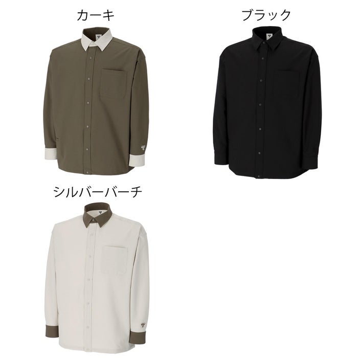 ヒュンメル シャツ メンズ PLAY シアサッカー長袖フルボタンシャツ 服 UVカット 通気性 吸汗速乾 hummel PLAY HAW4238 ブラック シルバーバーチ カーキ