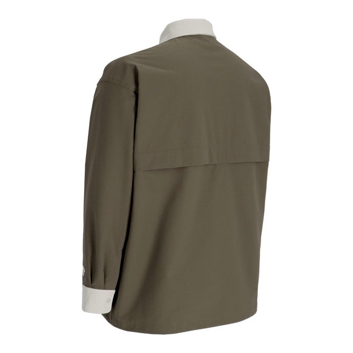 ヒュンメル シャツ メンズ PLAY シアサッカー長袖フルボタンシャツ 服 UVカット 通気性 吸汗速乾 hummel PLAY HAW4238 ブラック シルバーバーチ カーキ