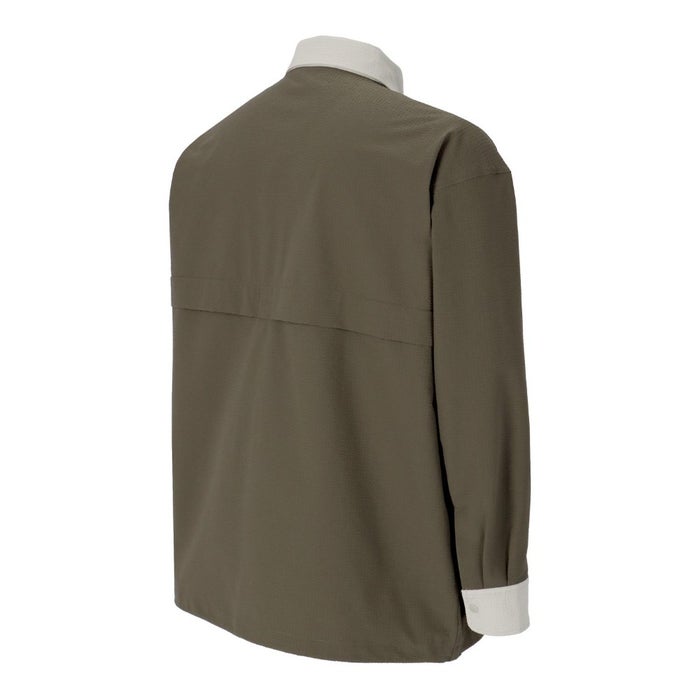 ヒュンメル シャツ メンズ PLAY シアサッカー長袖フルボタンシャツ 服 UVカット 通気性 吸汗速乾 hummel PLAY HAW4238 ブラック シルバーバーチ カーキ