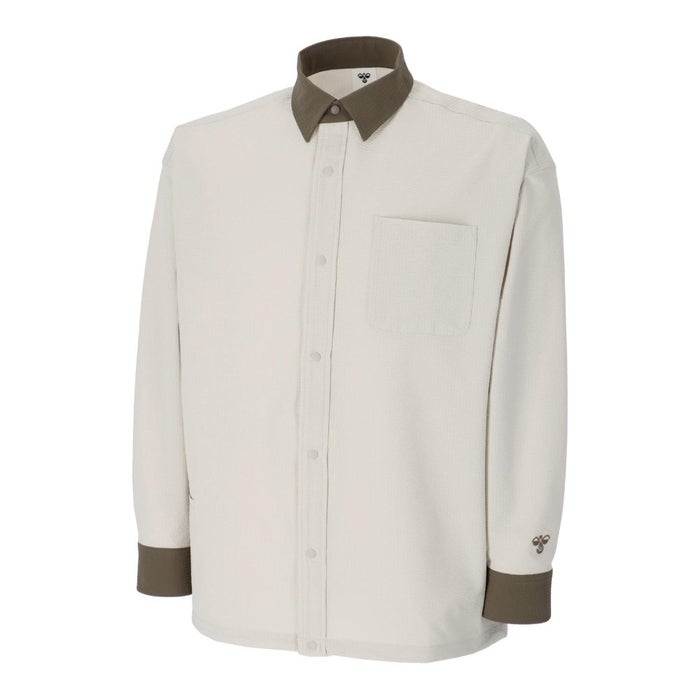 ヒュンメル シャツ メンズ PLAY シアサッカー長袖フルボタンシャツ 服 UVカット 通気性 吸汗速乾 hummel PLAY HAW4238 ブラック シルバーバーチ カーキ