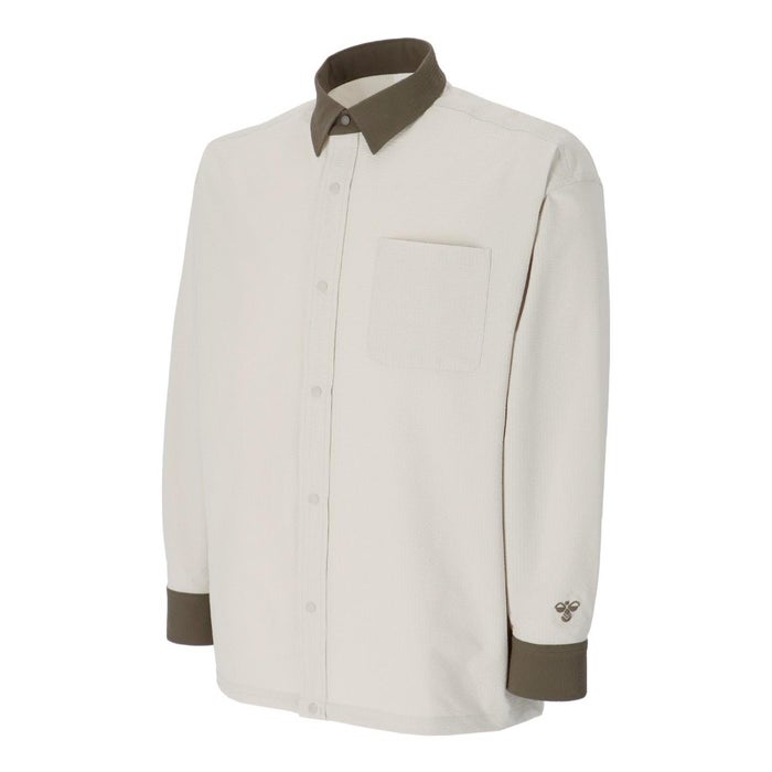 ヒュンメル シャツ メンズ PLAY シアサッカー長袖フルボタンシャツ 服 UVカット 通気性 吸汗速乾 hummel PLAY HAW4238 ブラック シルバーバーチ カーキ