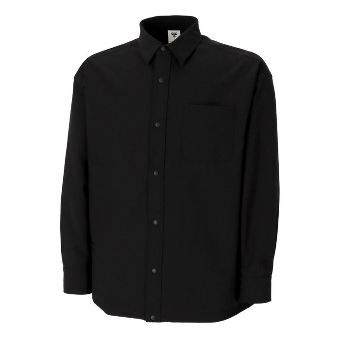 ヒュンメル シャツ メンズ PLAY シアサッカー長袖フルボタンシャツ 服 UVカット 通気性 吸汗速乾 hummel PLAY HAW4238 ブラック シルバーバーチ カーキ