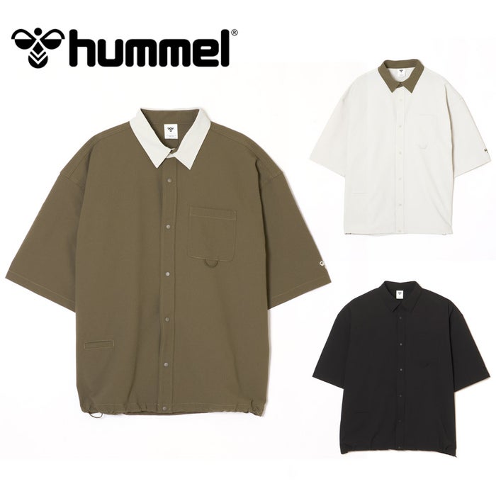 ヒュンメル PLAY シアサッカー半袖フルボタンシャツ メンズ レディース 半袖 吸汗速乾 UVカット 通気性 快適な着心地 ユニセックス hummel HAW4237