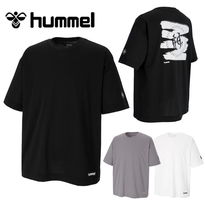 ヒュンメル Tシャツ メンズ hummel H.FC グラフィックTシャツ HAP4232 カジュアル スポーティー ビックフォルム ロゴ 白 黒 グレー