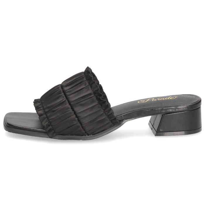 サンダル ミュール レディース ヒール 疲れない キレイめ おしゃれ かわいい ローヒール フリル リボン 歩きやすい 履きやすい 軽量 6052 Parade