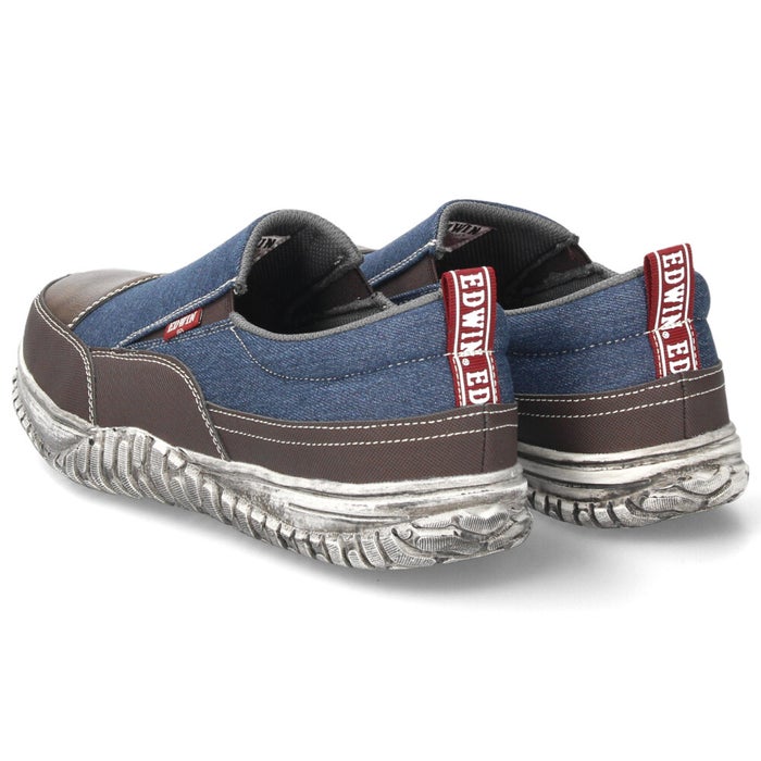 セーフティーシューズ EDWIN エドウィン メンズ ESM-107D ESM-108D 鉄芯入り 軽量 作業靴 ワークシューズ スニーカー ローカット  紐 スリッポン デニム ブラックデニム 軽作業