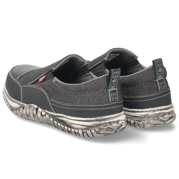 セーフティーシューズ EDWIN エドウィン メンズ ESM-107D ESM-108D 鉄芯入り 軽量 作業靴 ワークシューズ スニーカー ローカット  紐 スリッポン デニム ブラックデニム 軽作業