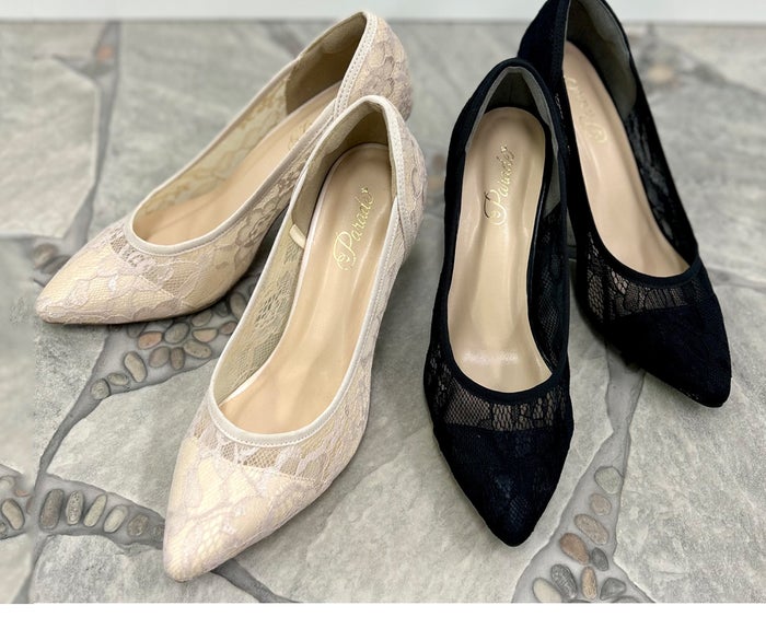 パンプス レース シアー ポインテッドトゥ 8cmヒール 結婚式 パーティー 二次会 オケージョン レディース Parade 8072