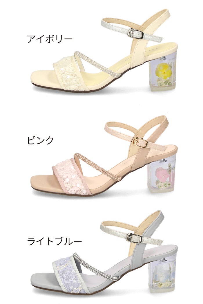 ジェリービーンズ サンダル JELLY BEANS フラワークリアヒールストラップサンダル 204-62165 靴 トラップサンダル 6cmヒール