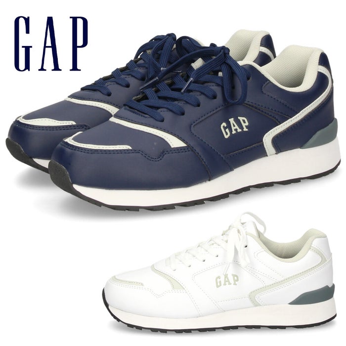 ギャップ スニーカー レディース 靴 GAP GPU12638 ホワイト ネイビー 白 紺 軽量 ローカット レトロ シンプル きれいめ デイリー