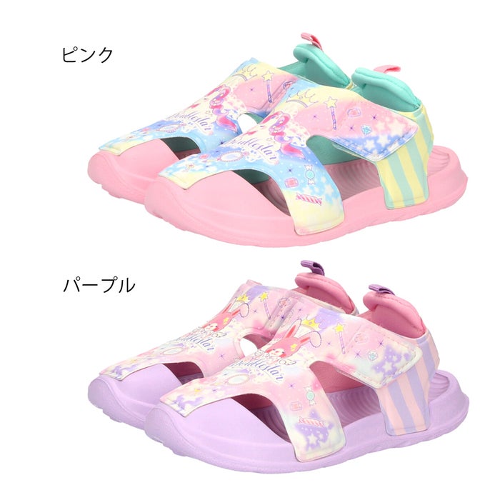 キッズ サンダル 女の子 ゆめかわ ユニコーン マジックテープ 屈曲性 つま先ガード 履きやすい 靴擦れ防止 ダブルスター DOUBLE STAR  4609