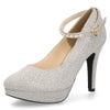 パンプス ストラップ 結婚式 パーティ 二次会 レディース 靴 ハイヒール 10cm ヒール ラメ キラキラ グリッター 2Way パレード 6504-WK Parade