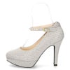 パンプス ストラップ 結婚式 パーティ 二次会 レディース 靴 ハイヒール 10cm ヒール ラメ キラキラ グリッター 2Way パレード 6504-WK Parade