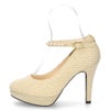 パンプス ストラップ 結婚式 パーティ 二次会 レディース 靴 ハイヒール 10cm ヒール ラメ キラキラ グリッター 2Way パレード 6504-WK Parade