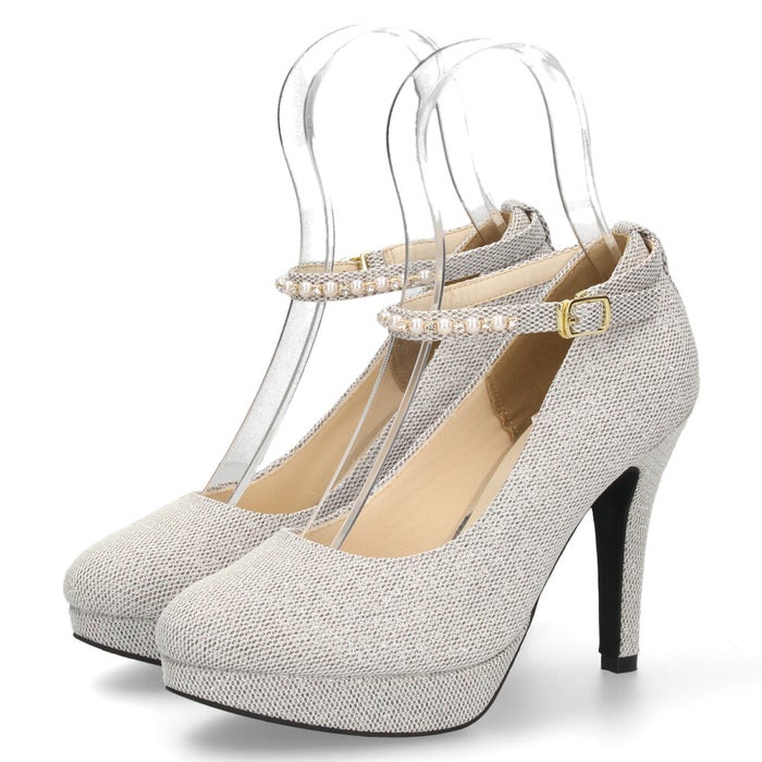 パンプス ストラップ 結婚式 パーティ 二次会 レディース 靴 ハイヒール 10cm ヒール ラメ キラキラ グリッター 2Way パレード 6504-WK Parade