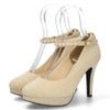 パンプス ストラップ 結婚式 パーティ 二次会 レディース 靴 ハイヒール 10cm ヒール ラメ キラキラ グリッター 2Way パレード 6504-WK Parade