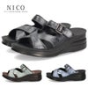 サンダル レディース つっかけ 疲れない 歩きやすい クッション 本革 日本製 NICO ニコ 40403 黒 ブラック グリーン ブルー