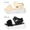 サンダル キッズ 女の子 かわいい 厚底 スポーツサンダル フリル チュール ストラップ マジックテープ アクティブガール 05150DH 黒 ブラック ベージュ