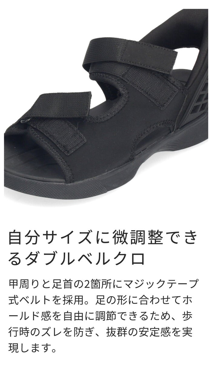 サンダル メンズ かかと付き ハンズフリー 手を使わずに履ける 立ったまま履ける 靴 軽量 マジックテープ 歩きやすい パレード Parade 70373 楽すぽ