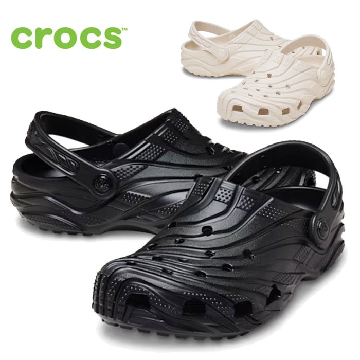 クロックス サンダル メンズ 軽量 通気性 柔軟性 ストラップ クラシック エロージョン クロッグ crocs Classic Erosion Clog 213440 ブラック ホワイト